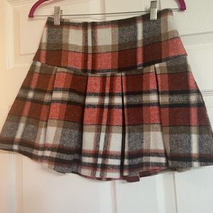 Miami Plaid Skater Skirt - Red and Brown